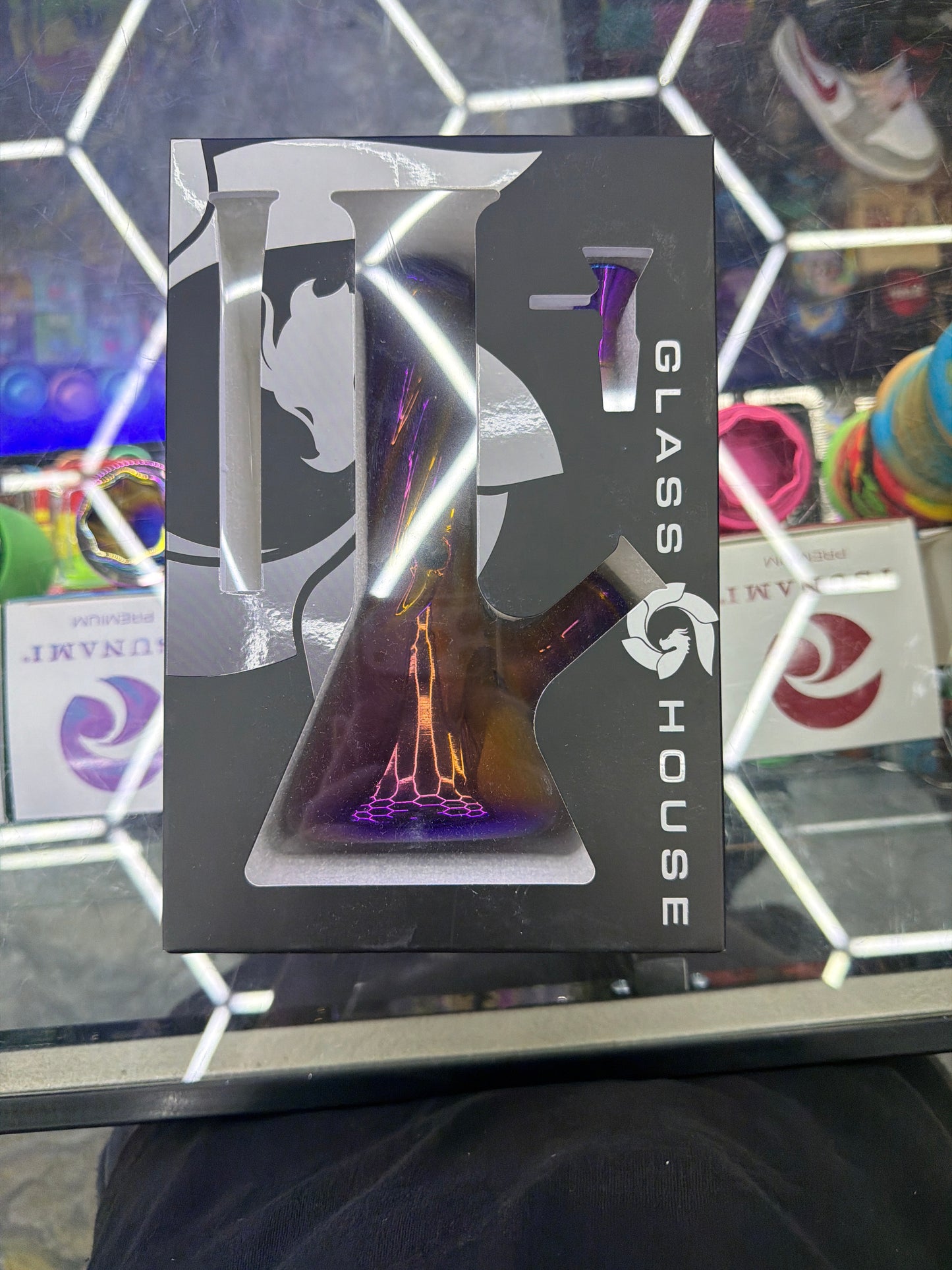 GLASS HOUSE GH-12 SERIES IRIDESCENT TWISTED MINI BEAKER