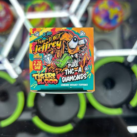 Trap’d out Jeffery tigers blood THCA diamonds 2.2 G dabs indica