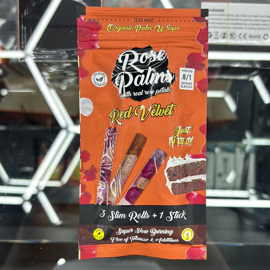 Rose palms red velvet, 3 slim rolls plus 1 stick