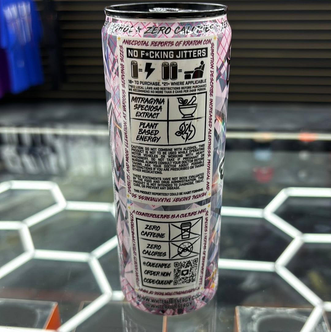 White rabbit, queen, passionfruit, Kratom seltzer