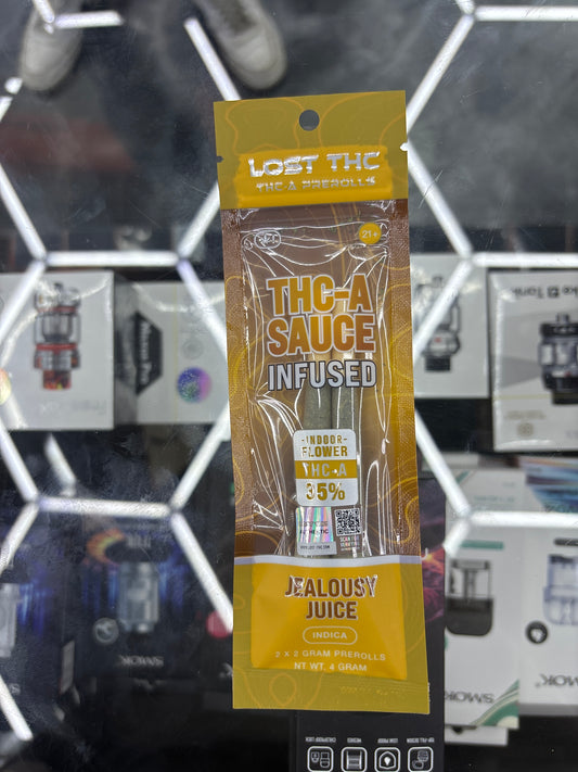 Lost thc-a pre-rolls, thca sauce, infuse jealousy juice indica