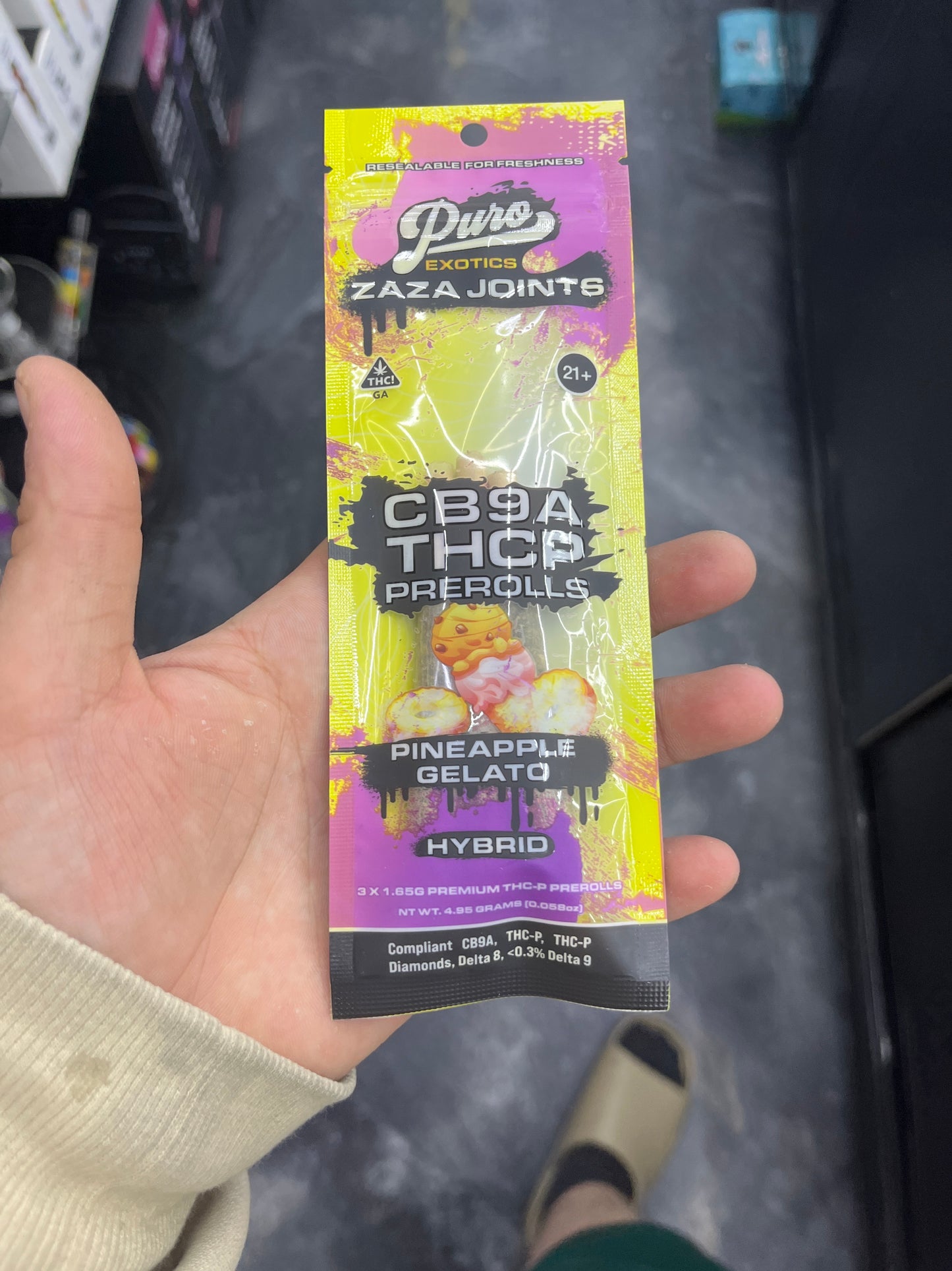 Puro exotics Zara joints CB9A thcp prerolls pineapple gelato hybrid