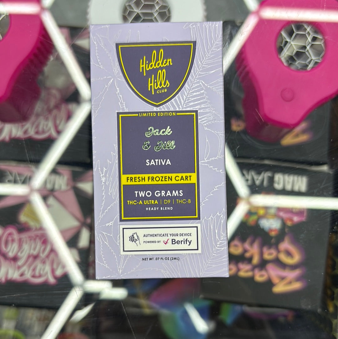 Hidden Hills club jack & Jill  sativa fresh frozen cart 2 g THC a ultra heady blend