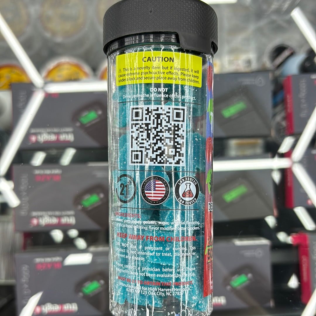 The demon gummy blue, razz attack,5000 MG per jar