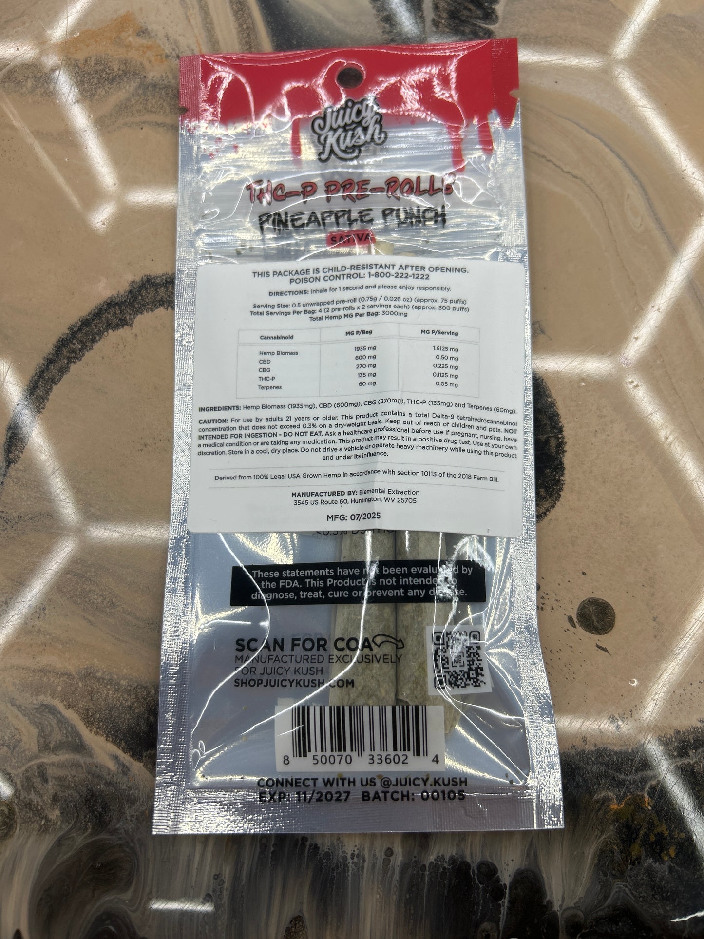 Juicy kush thc-p prerolls 3g pineapple punch sativa