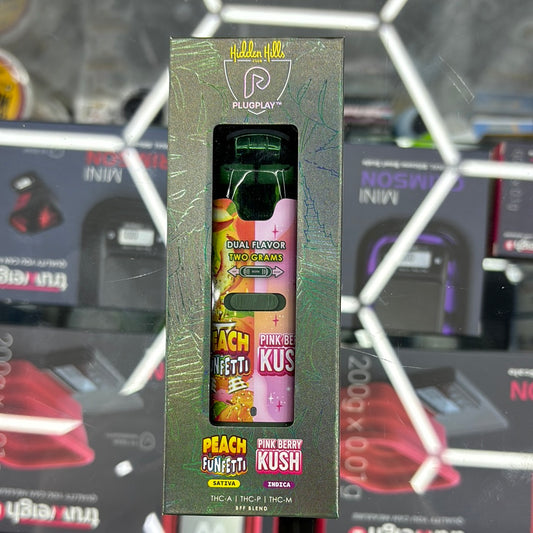 Hidden hills / plug and play dual flavor peach fun Fetty sativa/pink berry Kush Indica