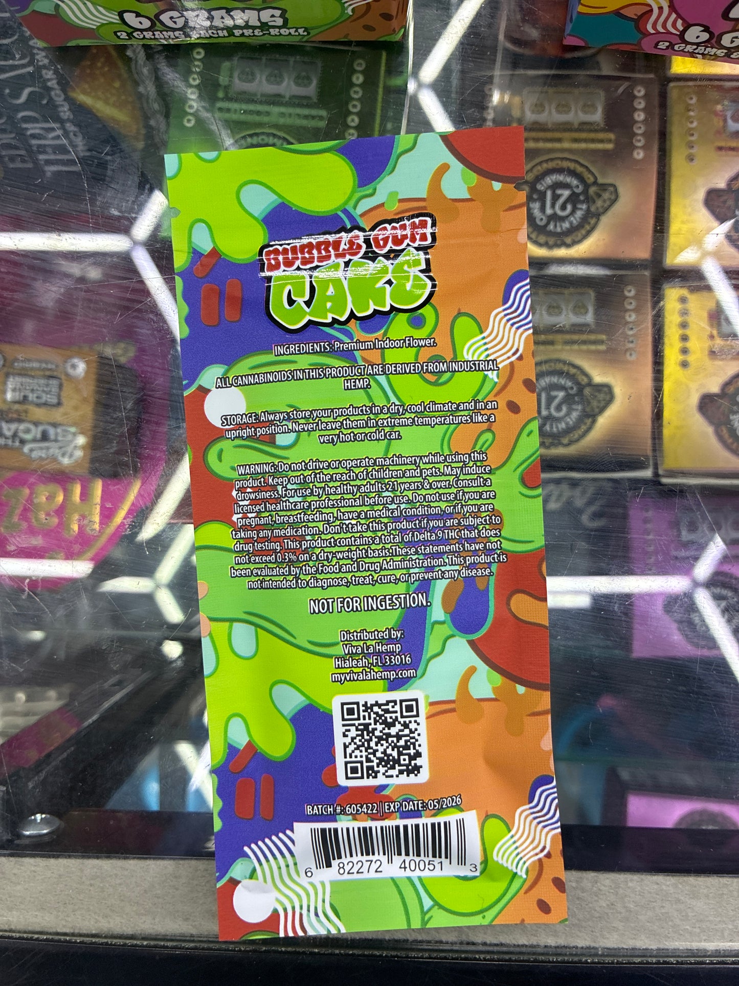 Viva la hemp thca preroll 3ct 6g sativa bubble gum cake