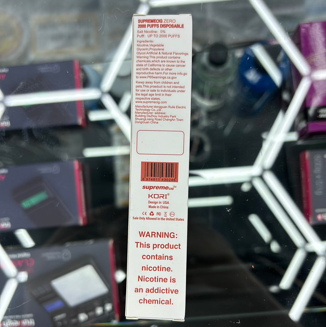 Supreme lush ice 2000 puffs zero nicotine