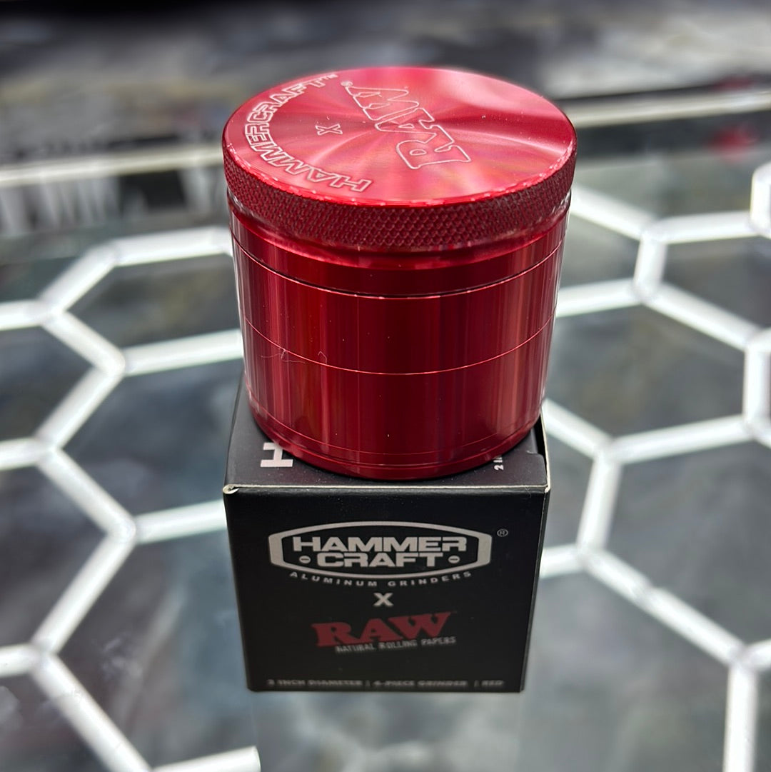 Raw X hammer craft, 2 inch diameter, 4 piece grinder red ￼