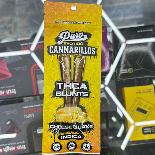 Puro exotics cannarillos cheese quake 2.5G pre- roll blunts indica