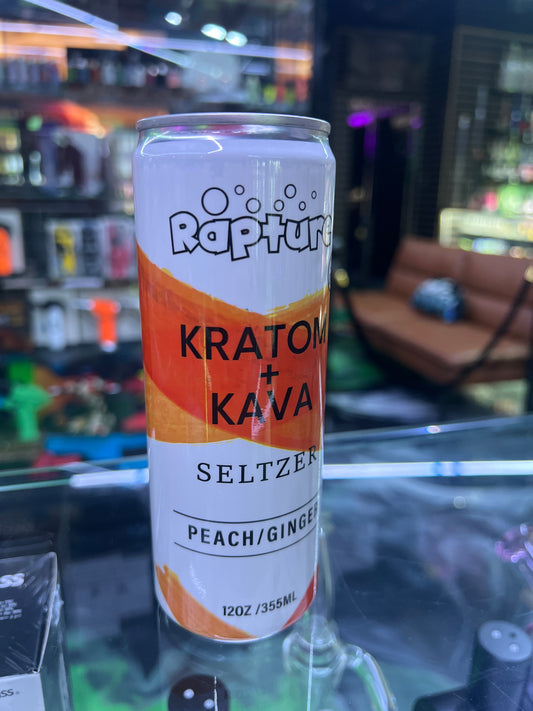 Rapture Kratom+Kava seltzer peach ginger 12oz