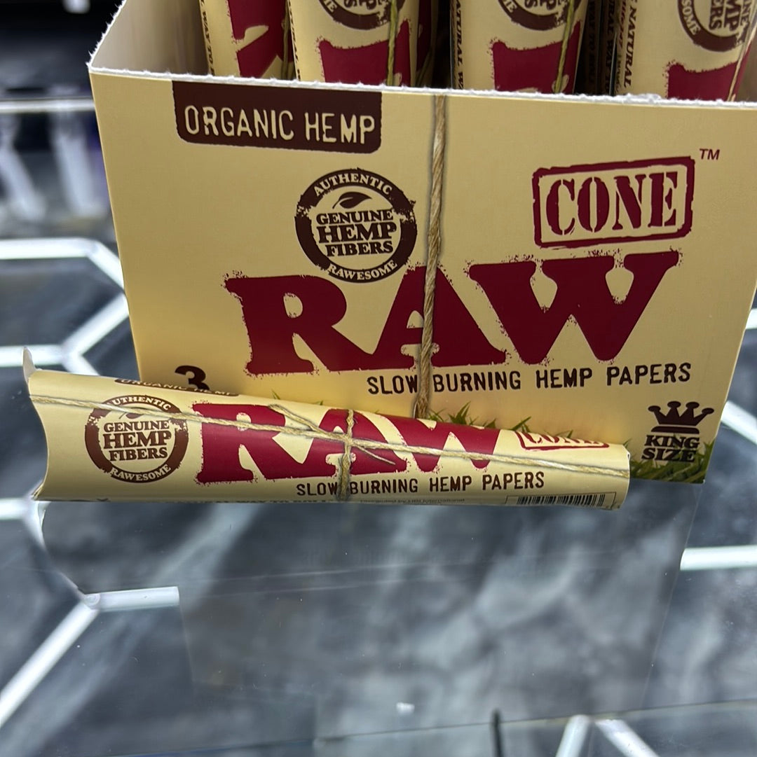 Raw organic hemp 3 pack cones