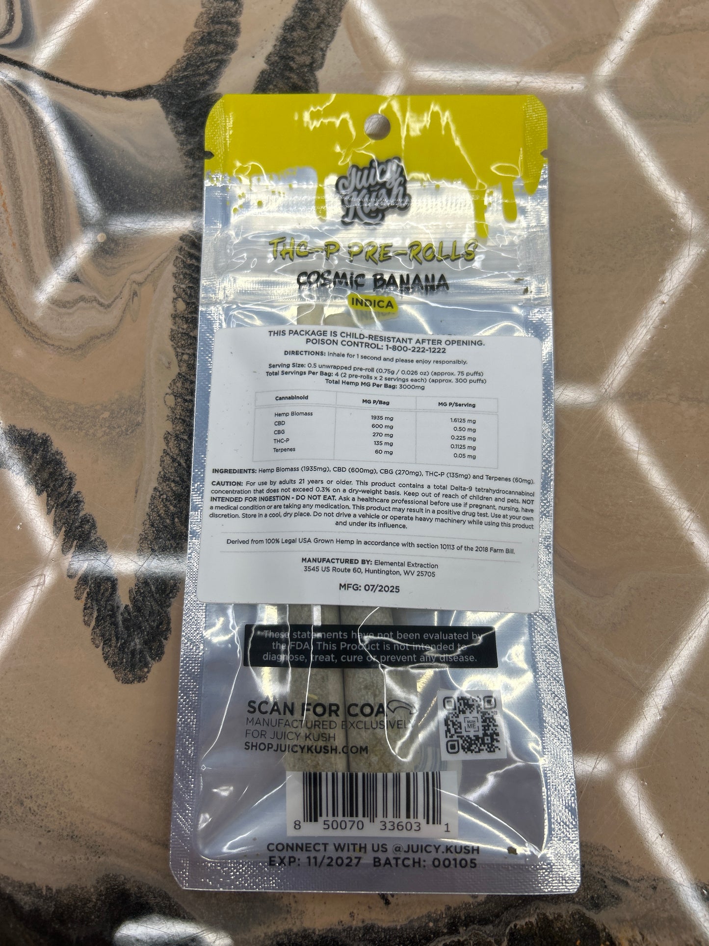 Juicy kush thc-p prerolls 3g cosmic banana indica