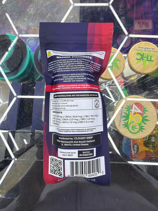 Cloudy Drip Exotic Thca preroll 2ct Hybrid Lilac Diesel