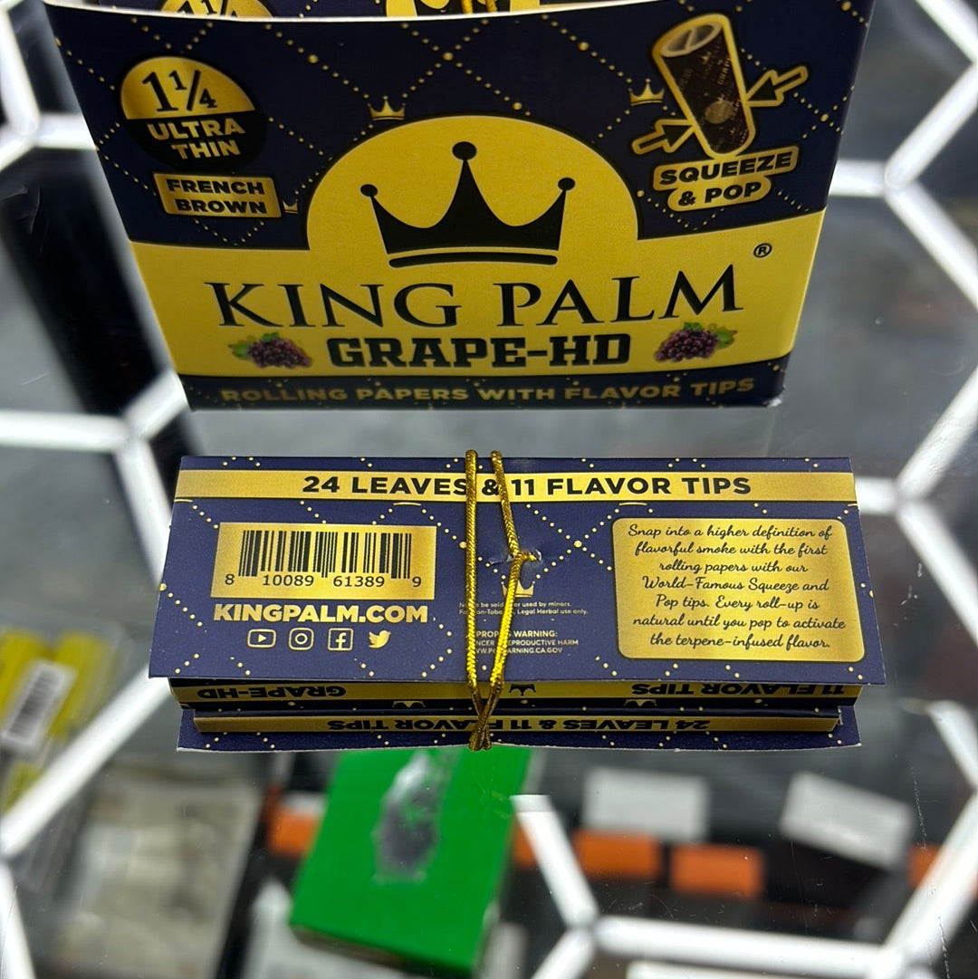 King palm 1 1/4 ultra thin flavor, tips, grape hd , joint wraps, French brown paper