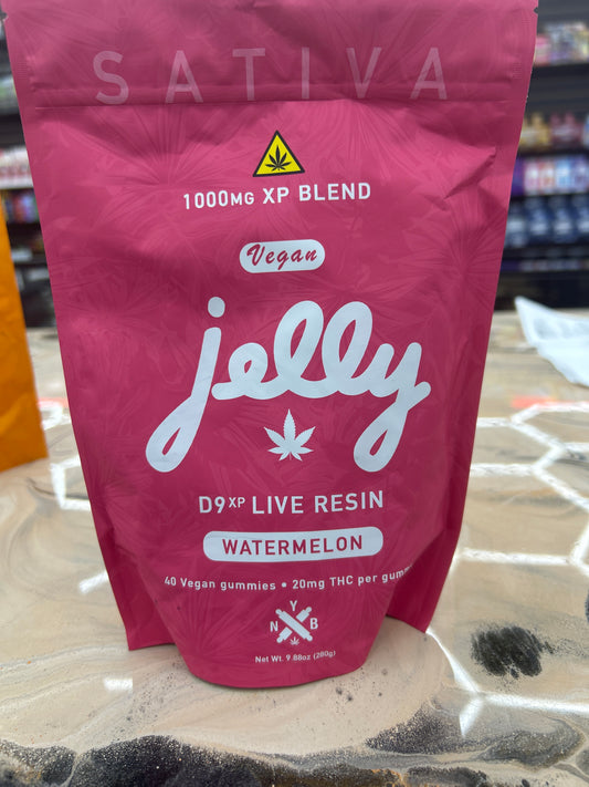 NYB jelly pure thc D9xp LR gummies 1000mg 40ct watermelon sativa