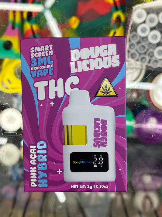 Doughlicious disposable vape thc-a blend 3ml pink acai hybrid