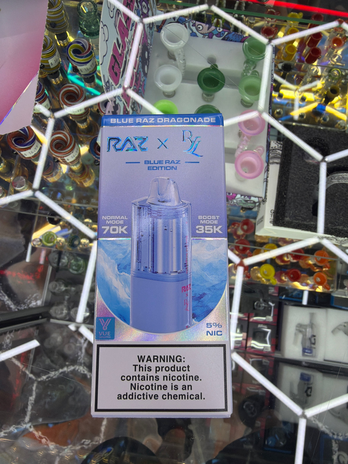 Raz x RL Vue Pod 70k Blue Raz Dragonade