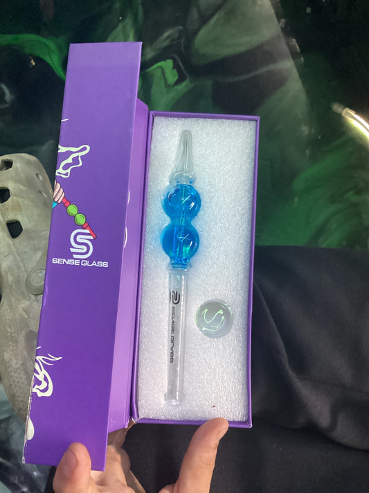 Sense glass nectar collector w blue glycerin