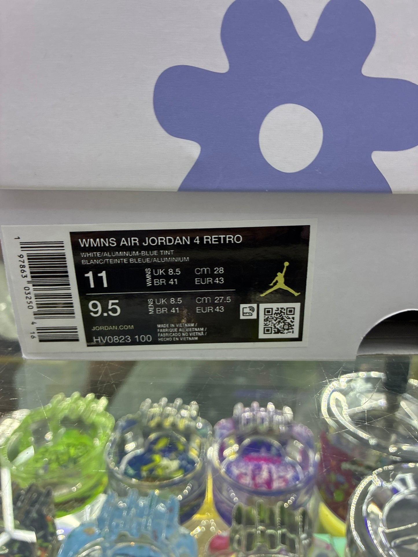Jordan 4 retro light blue flower size 11