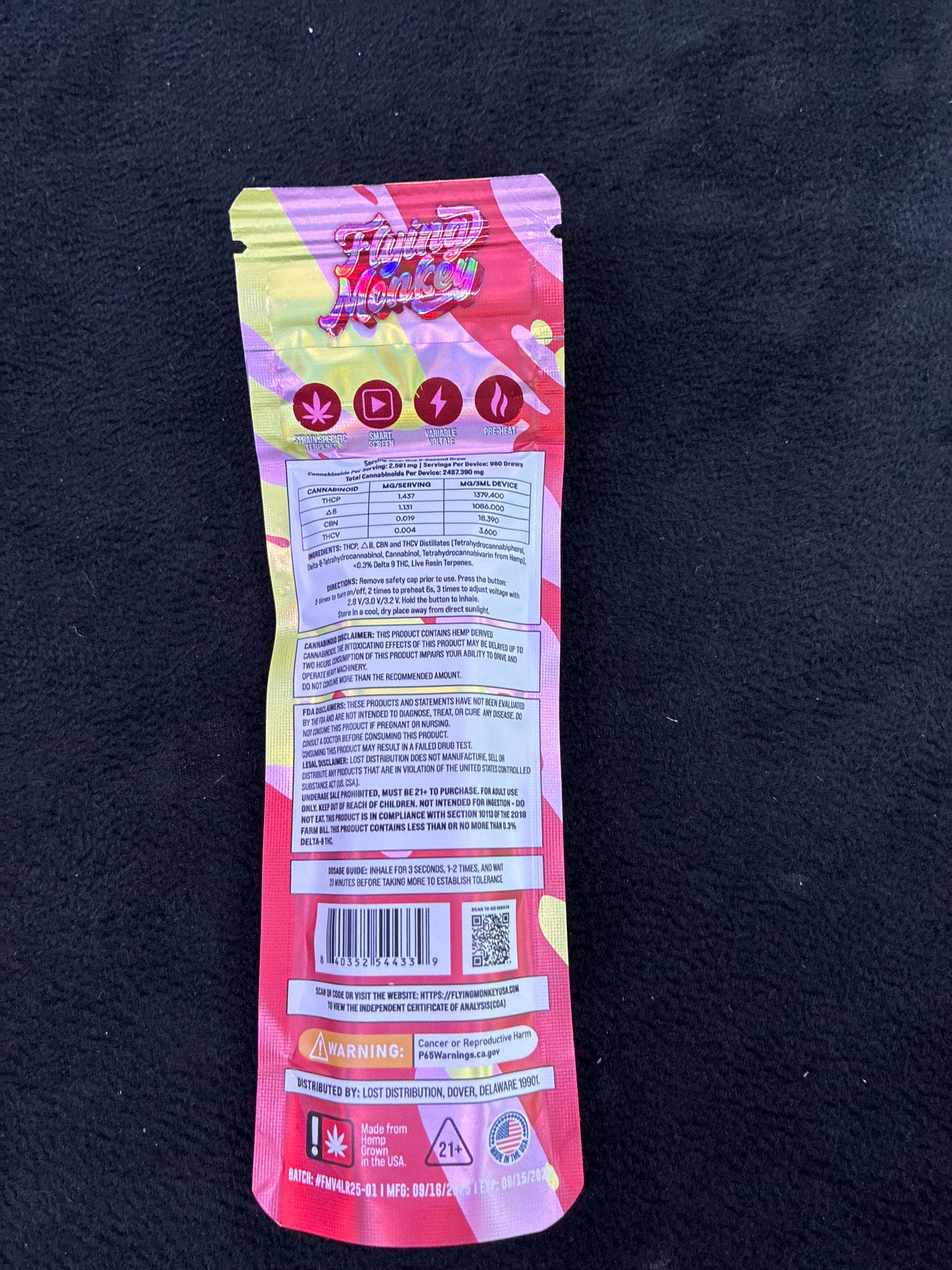 Flying monkey live resin enhanced 3g hybrid strawberry dream