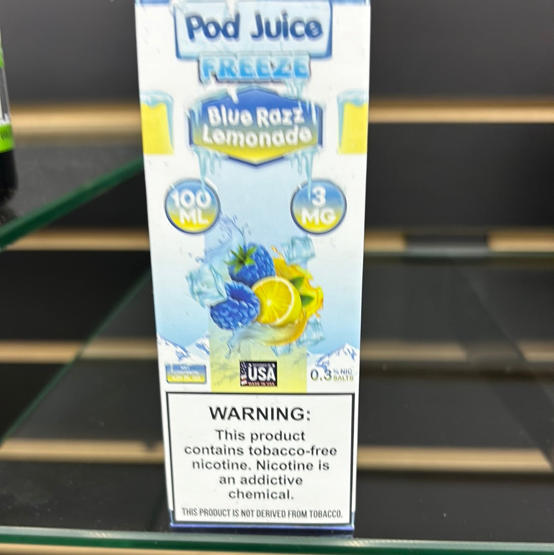 POD juice freeze blue, razz, lemonade 3MG