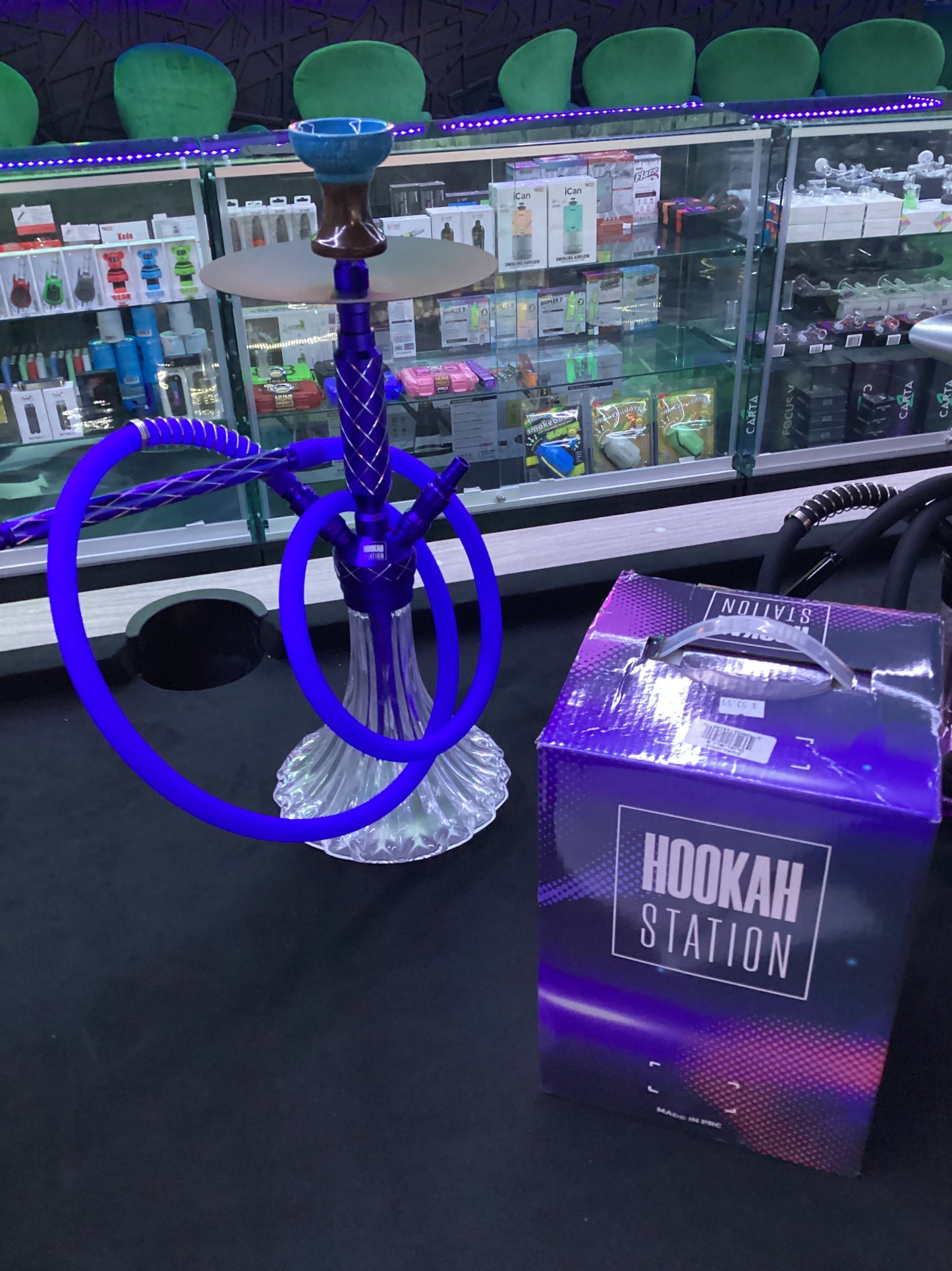 Hookah station hookah dual hose blue