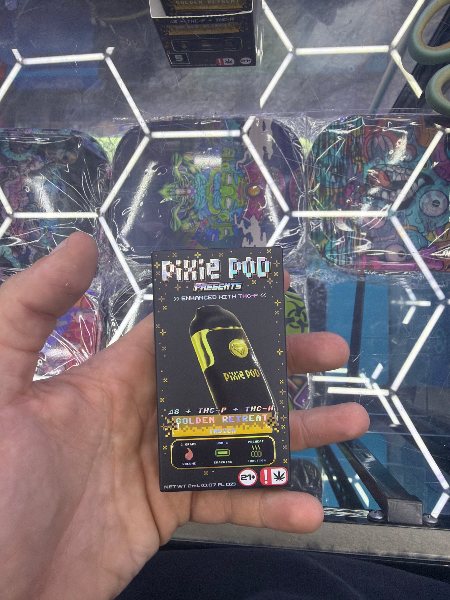 Pixie Pod d8 + thc-p + thc-h 2g Golden Retreat Indica