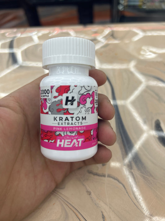 Heat Kratom extracts 10x bottle 200mg tabs 2000mg pink lemonade