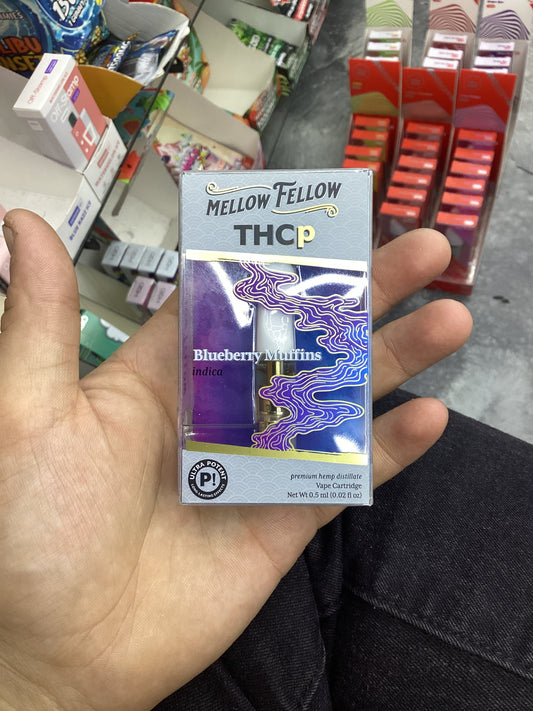 Mellow fellow thcp 0.5g vape cartridge blueberry muffins indica