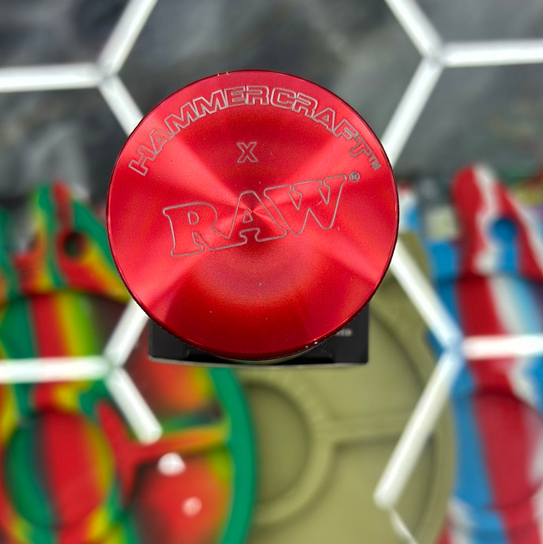 Raw X hammer craft, 2 inch diameter, 4 piece grinder red ￼