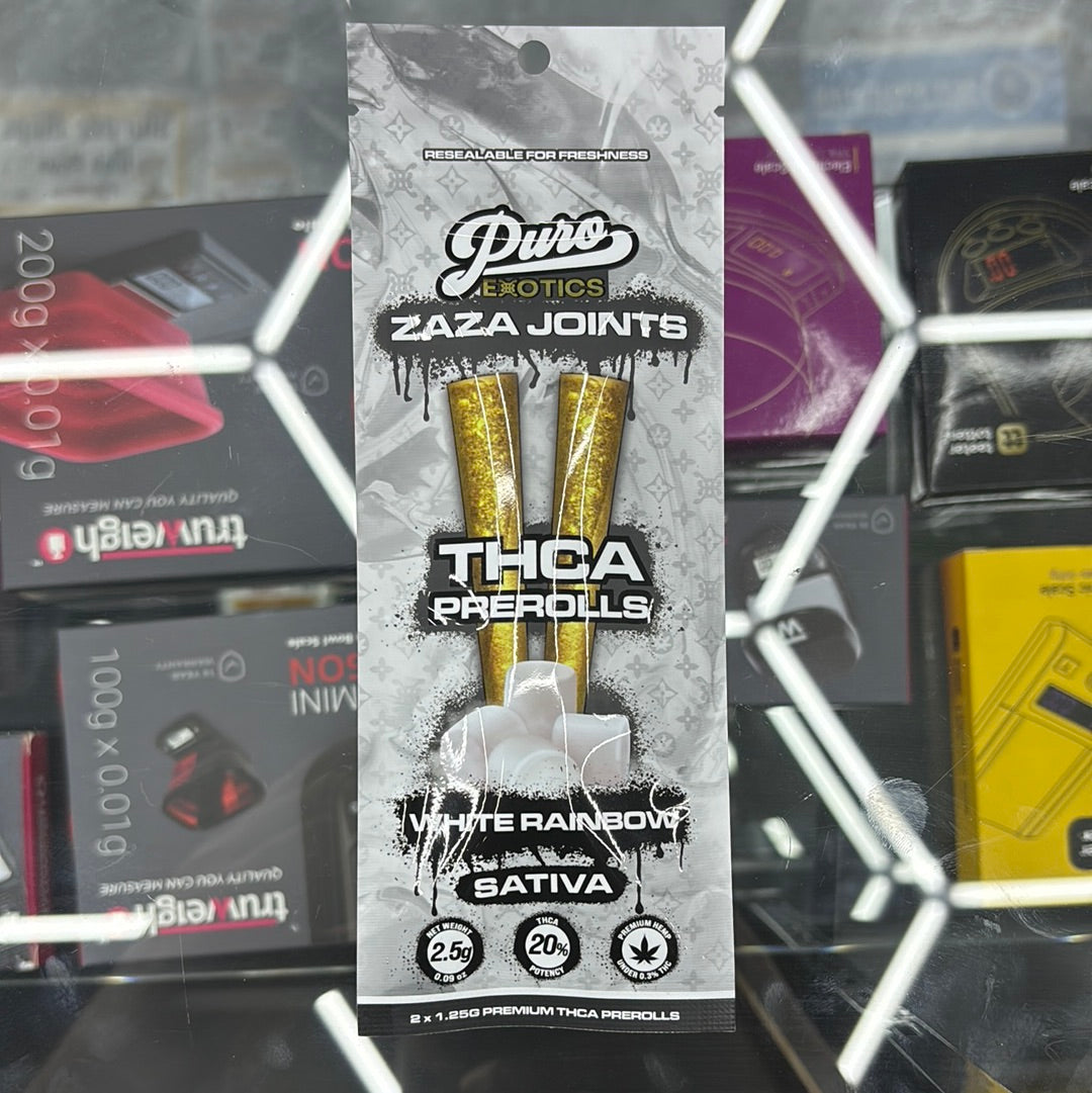 Puro exotics Zaza joints white rainbow 2.5G pre-rolls sativa