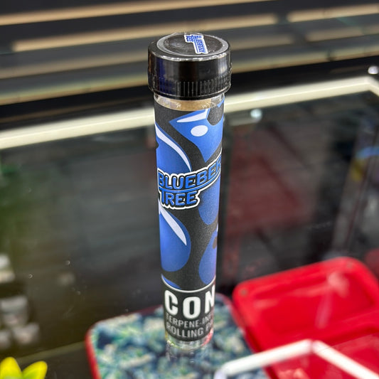 Blueberry tree cone typing infused rolling paper cone