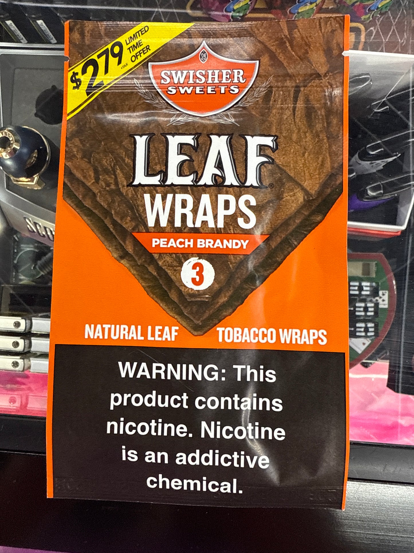 Swisher Sweets Leaf Wraps Peach Brandy 3 pack