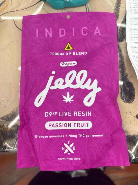NYB jelly pure thc D9xp LR gummies 1000mg 40ct passion fruit indica