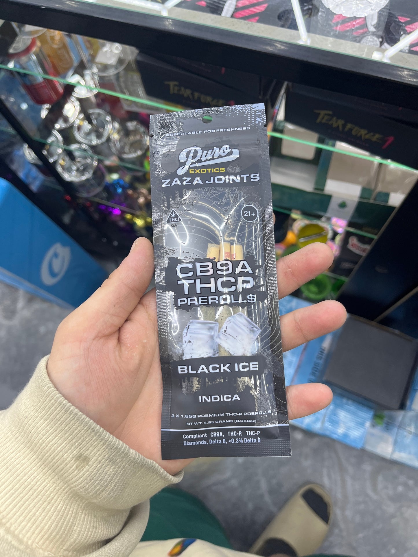 Puro exotics Zara joints CB9A thcp prerolls black ice indica