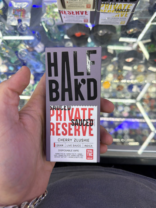Half Bak’D Private reserve sauced thcp disposa vape 1g Cherry zlushie indica