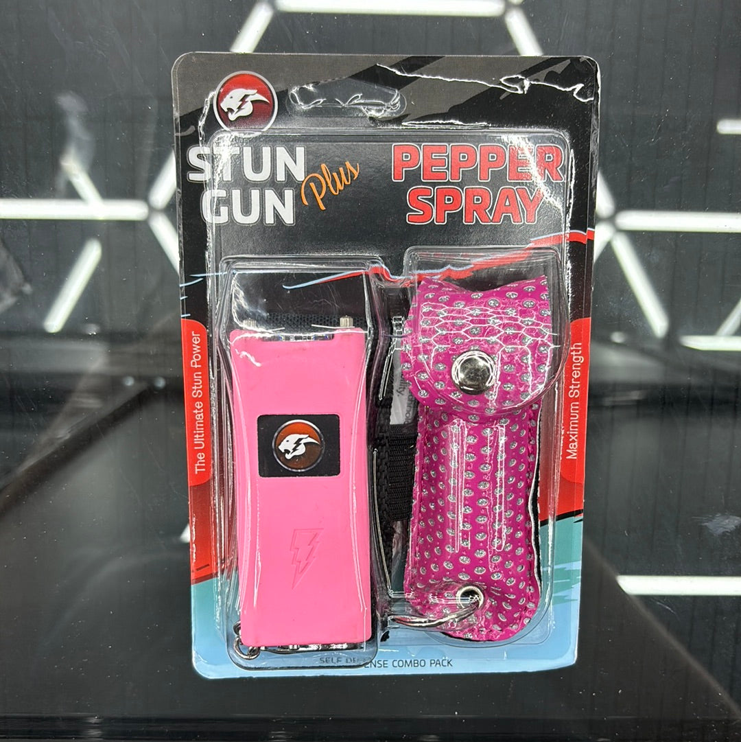 Stun gun plus pepper spray, pink with diamonds