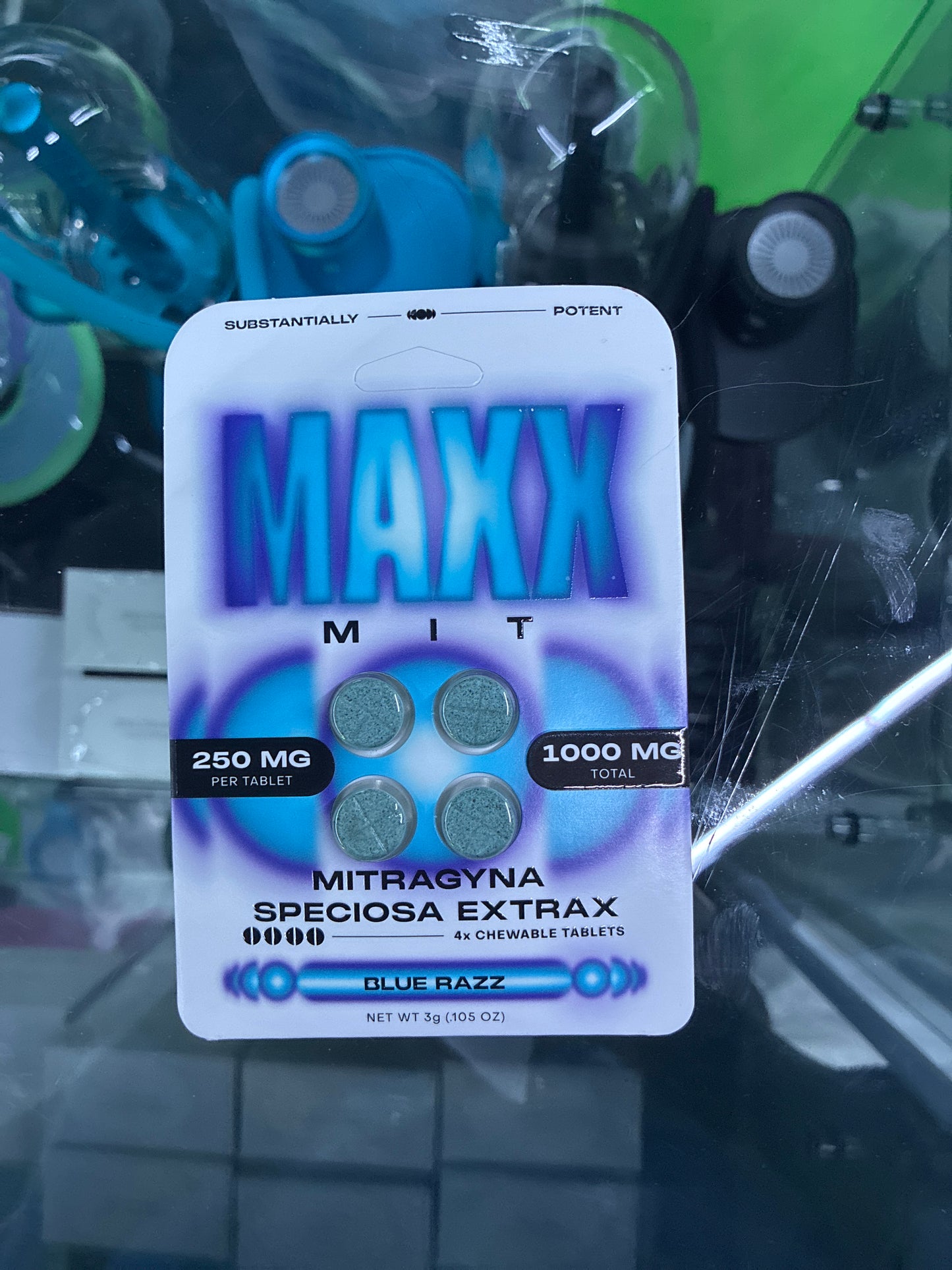 MAXX mit kratom extract blue razz tablets 250mg 4ct