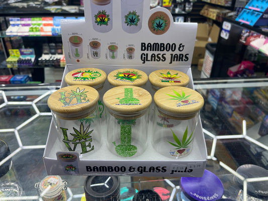 Big bamboo glass jar