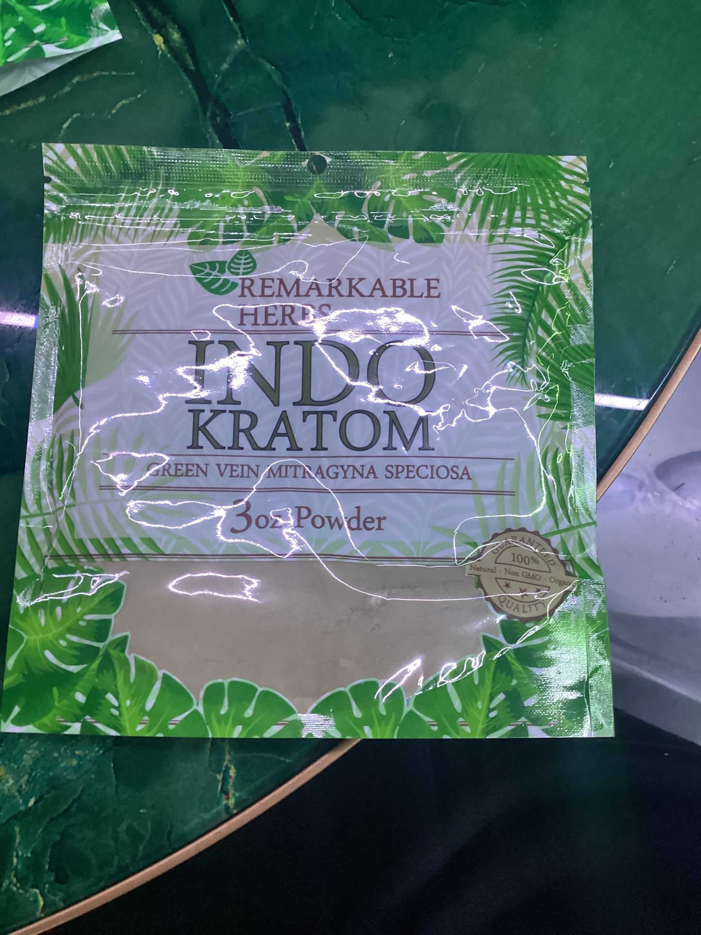 Remarkable herbs, indo Kratom , green vein mitragyna speciosa 3oz powder