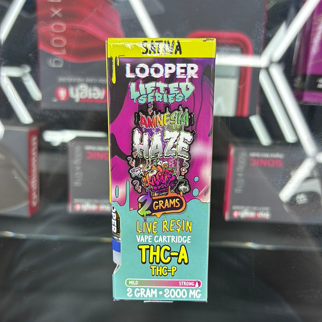 Looper lifted series,amnesia haze, 2g live resin vape cartridge
