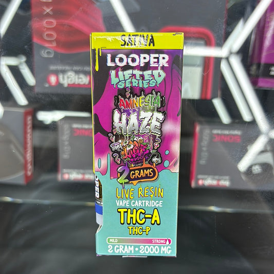 Looper lifted series,amnesia haze, 2g live resin vape cartridge