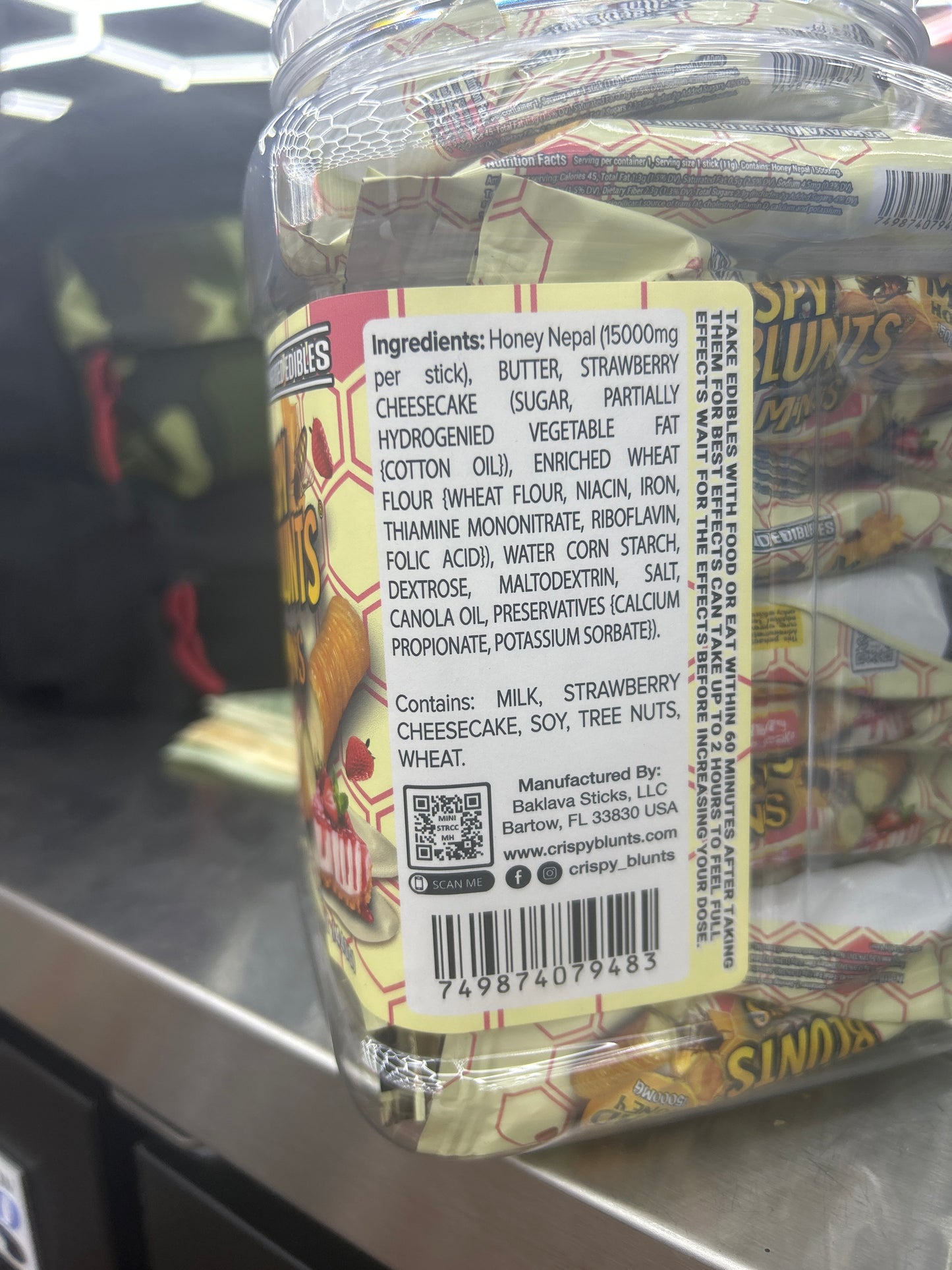 Crispy blunts minis 15000mg mad honey strawberry cheesecake