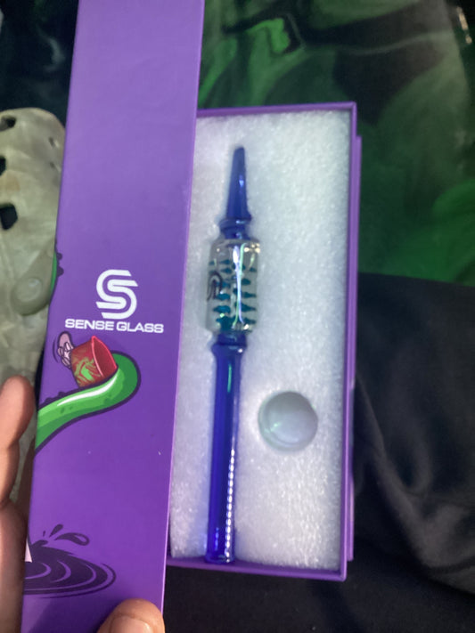 Sense glass nectar collector blue w glycerin
