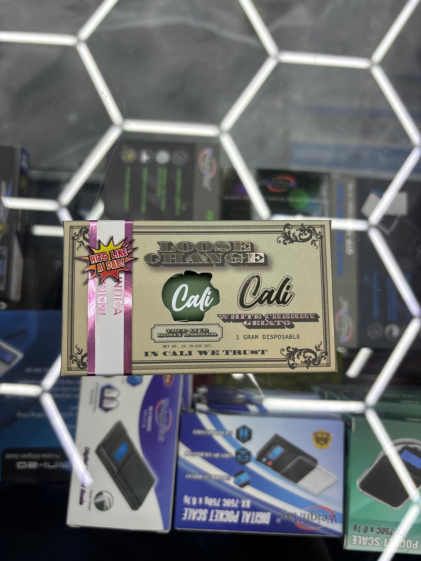 Cali loose change white, cherry gelato, 1G disposable indica