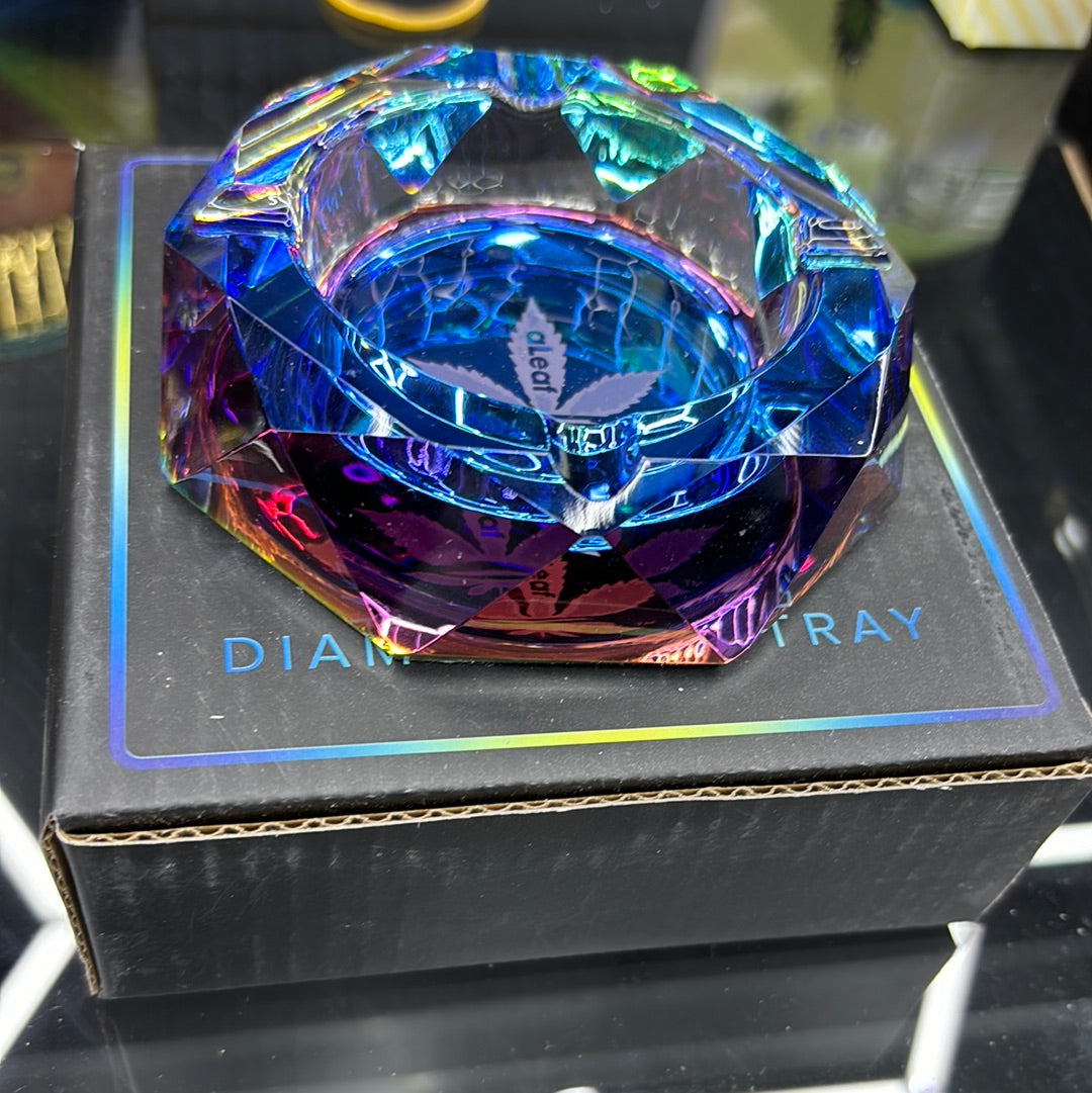 Aleaf green glass ashtray