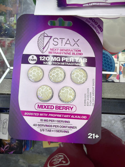 7 STAX - Kratom Extract Tablets 120mg 5ct Mixedberry