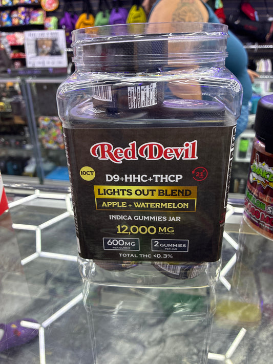 Red devil d9+hhc+thcp lights out blend apple + watermelon 600mg 2ct