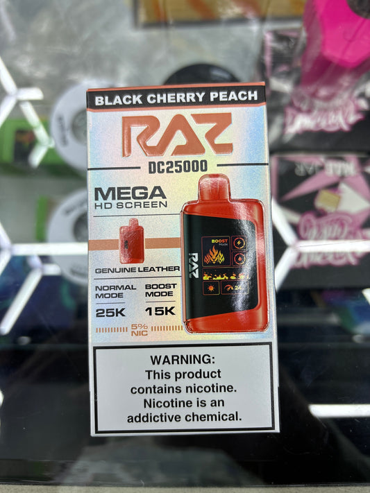 Raz dc25000 25k puffs black cherry peach